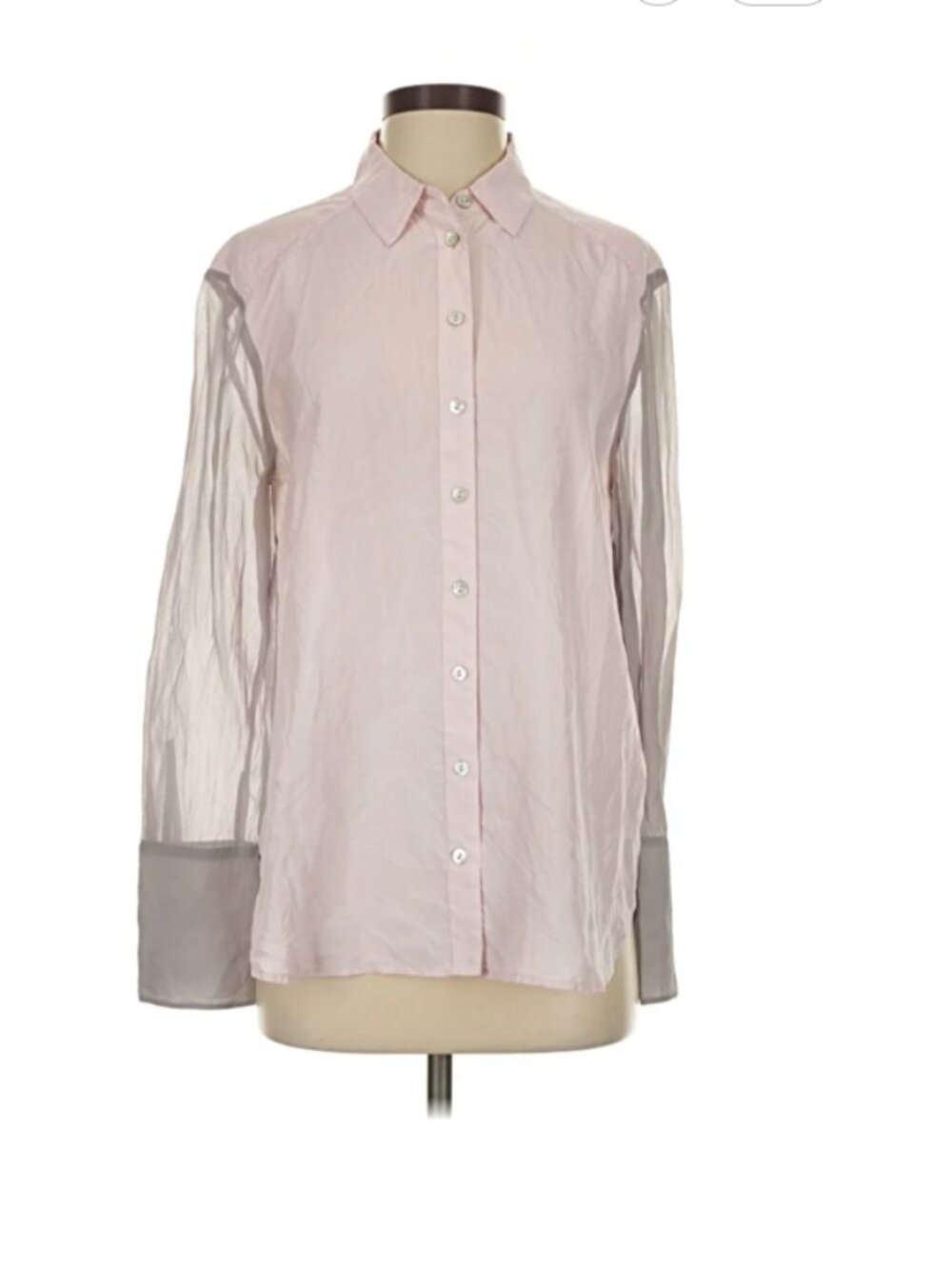 Free People long sleeve button up color block silk top